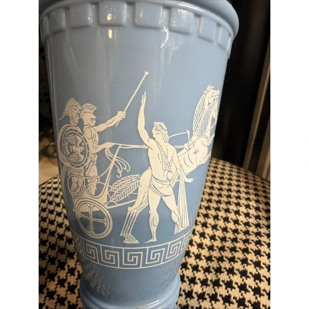 VTG 1960 Jim Beam Greek Chariots Blue Glass Liquor Decanter Empty Bottle Stopper